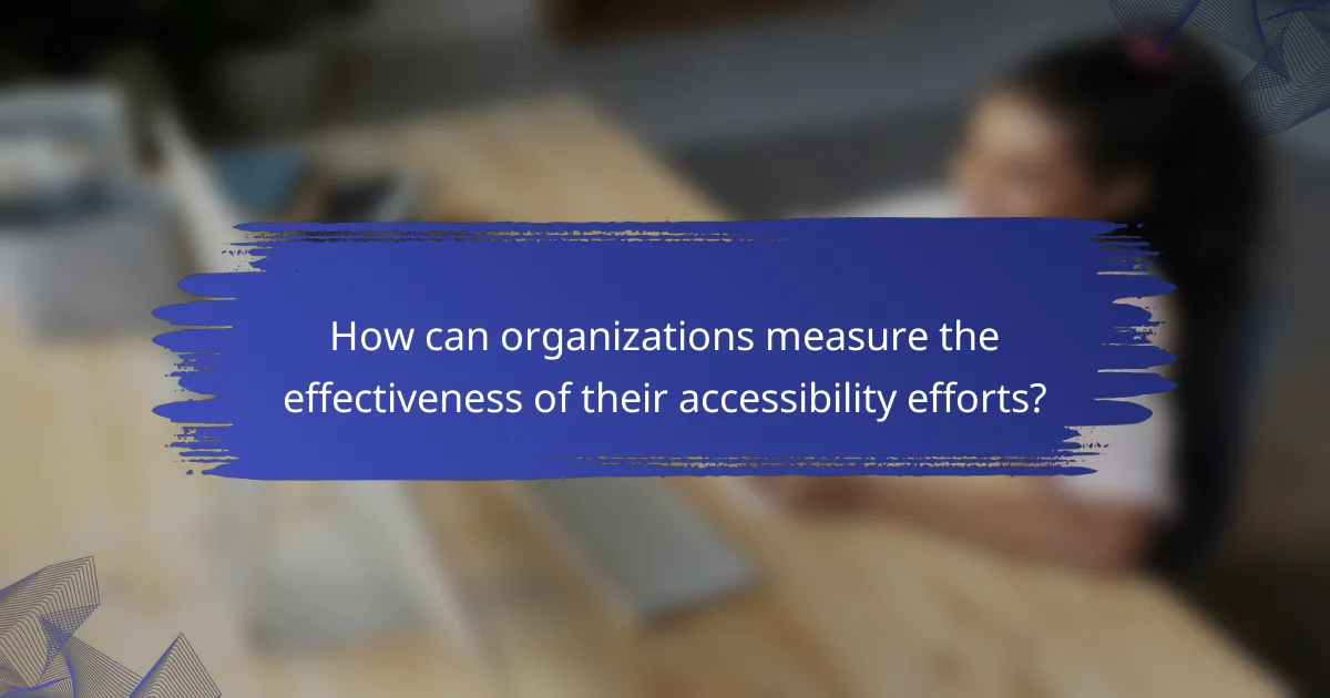 How can organizations measure the effectiveness of their accessibility efforts?